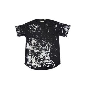 FWRD Denim Mens 2XL Black White Paint Splatter Zipper Detail Short Sleeve T